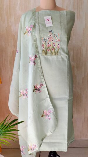 Graceful kota doria unstitched suit set