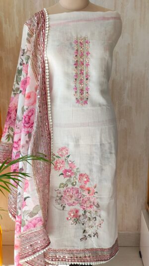 Linen digital floral print suit