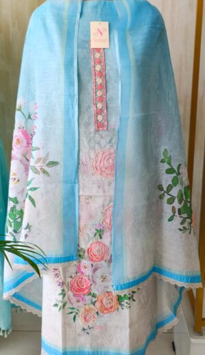 Floral digital print linen suit sets