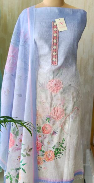 Floral digital print linen suit sets