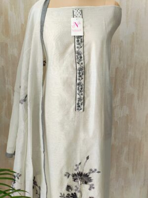 Mul Chanderi Suit with Floral Embroidery