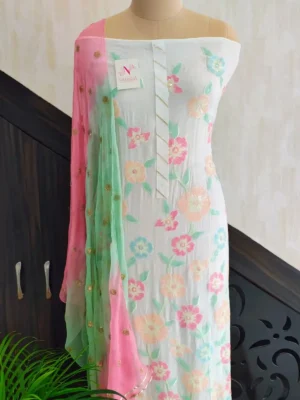 Floral sequence georgette unstitched suit set